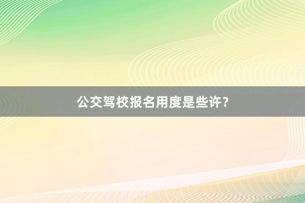 公交驾校报名用度是些许？